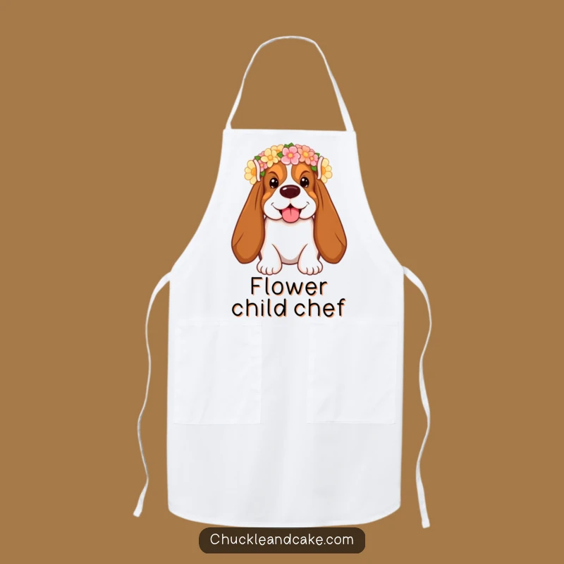 Funny Floral Basset Hound Apron - Cook with Joyful Charm