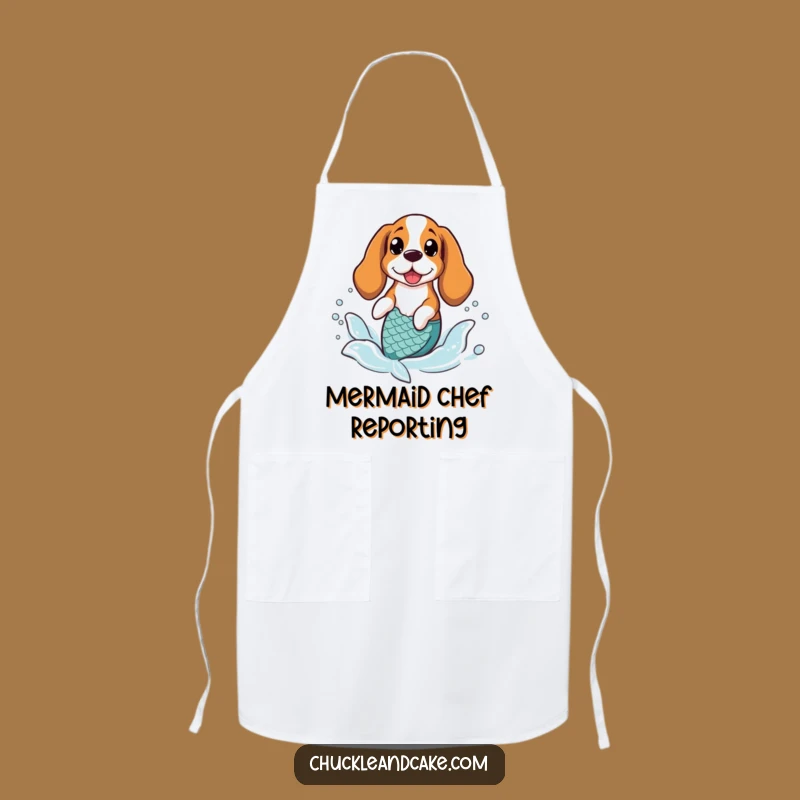 Funny Basset Hound Mermaid Apron - Whimsical Beach Chef Gift