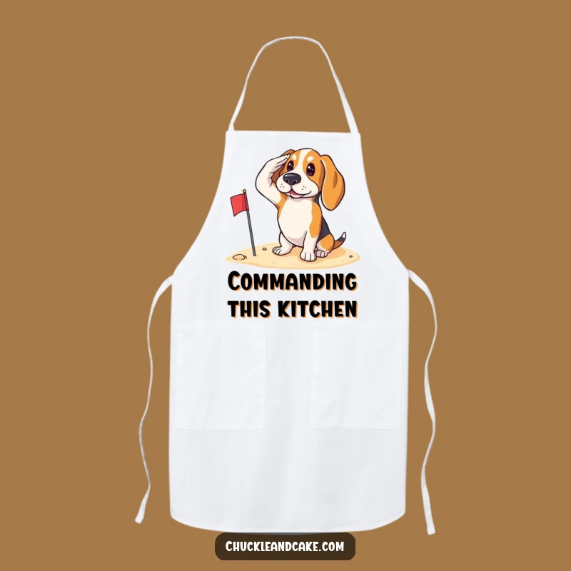 Funny Basset Hound Saluting Apron - Patriotic Kitchen Dog Chef Gift