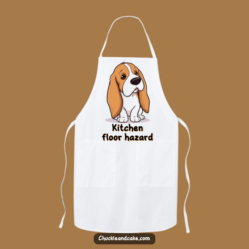 Funny Basset Hound Tripping Apron - Droopy Ears Kitchen Wear, Hilarious Funny Gift