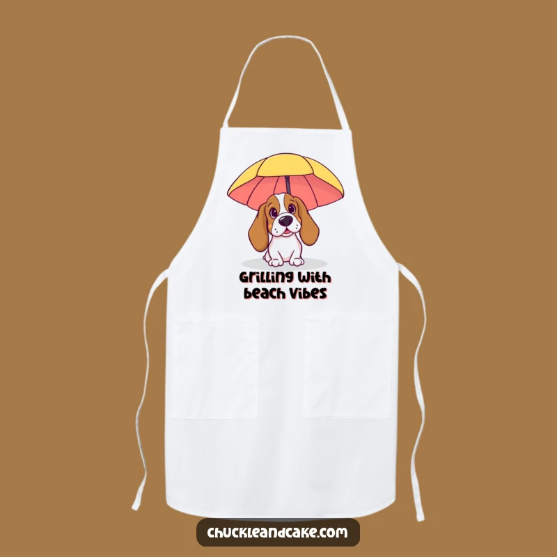 Funny Beach Basset Hound Apron: Chef Pup at the Beach, Kitchen Funny Gift