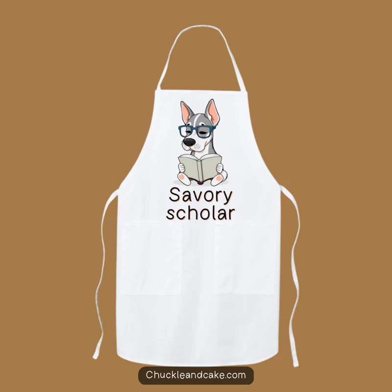 Funny Grand Dane Glasses Apron: Bookish Dane Chef Wear, Hilarious Gift!