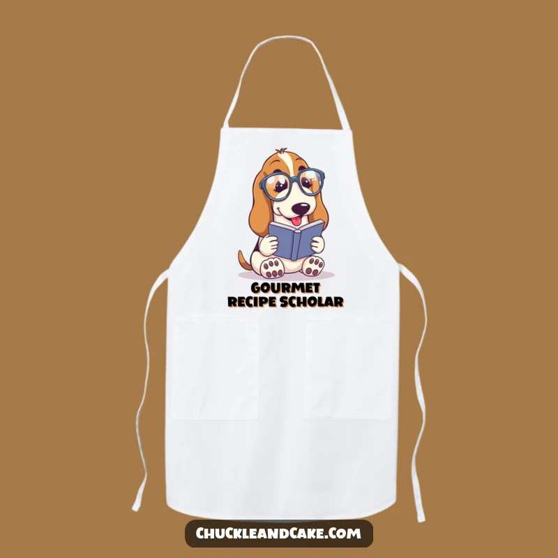 Funny Basset Hound Reader Apron - Spectacles & Book Kitchen Wear, Hilarious Funny Gift