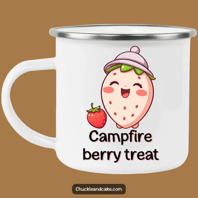 Funny Strawberry Hat Camping Mug: Adventure-Ready Fruity Drinkware