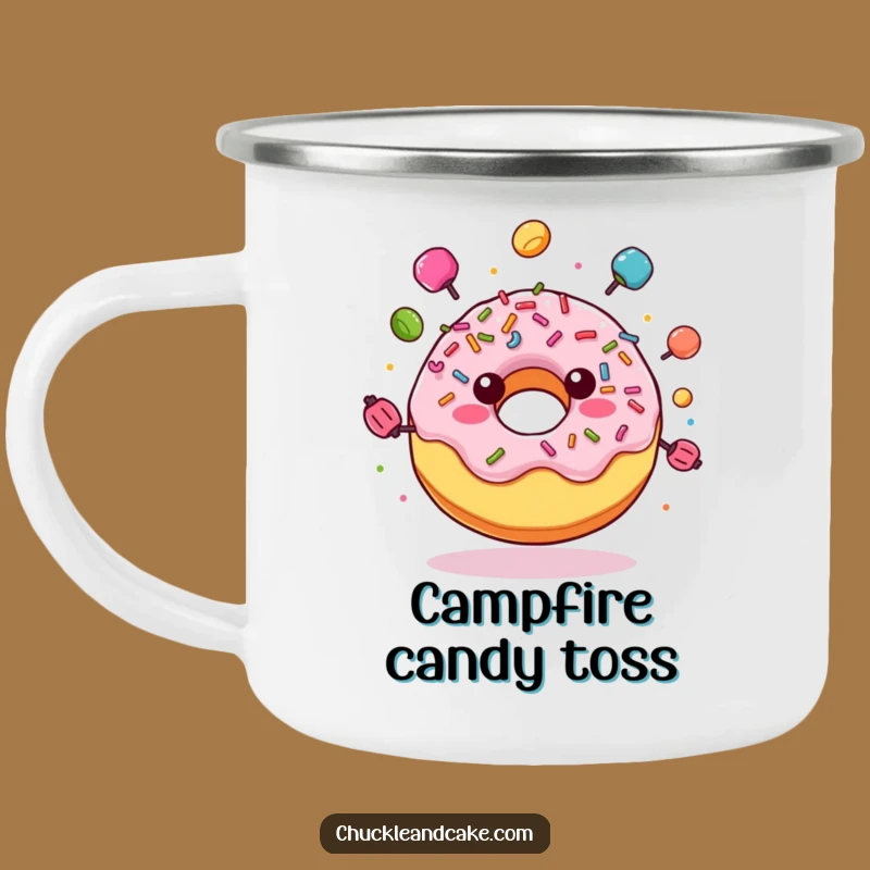 Funny Donut Camping Mug: Sweet Adventures with Juggling Fun