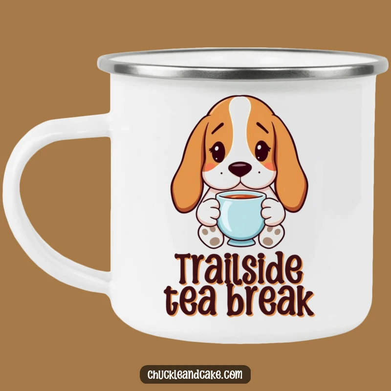 Funny Basset Hound Camping Mug - Relaxed Humor for Outdoor Tea Time