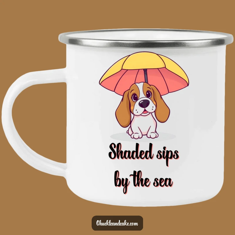 Funny Beach Basset Hound Camping Mug: Peeking Pup Outdoors, Funny Gift