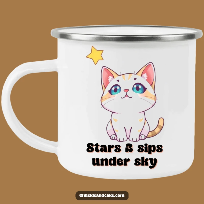 Funny Bobtail Cat Stargazing Camping Mug: Adventure with Whimsy
