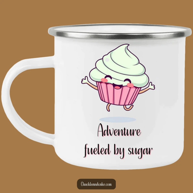 Funny Cupcake Jumping Camping Mug: Adventure with Joyful Style