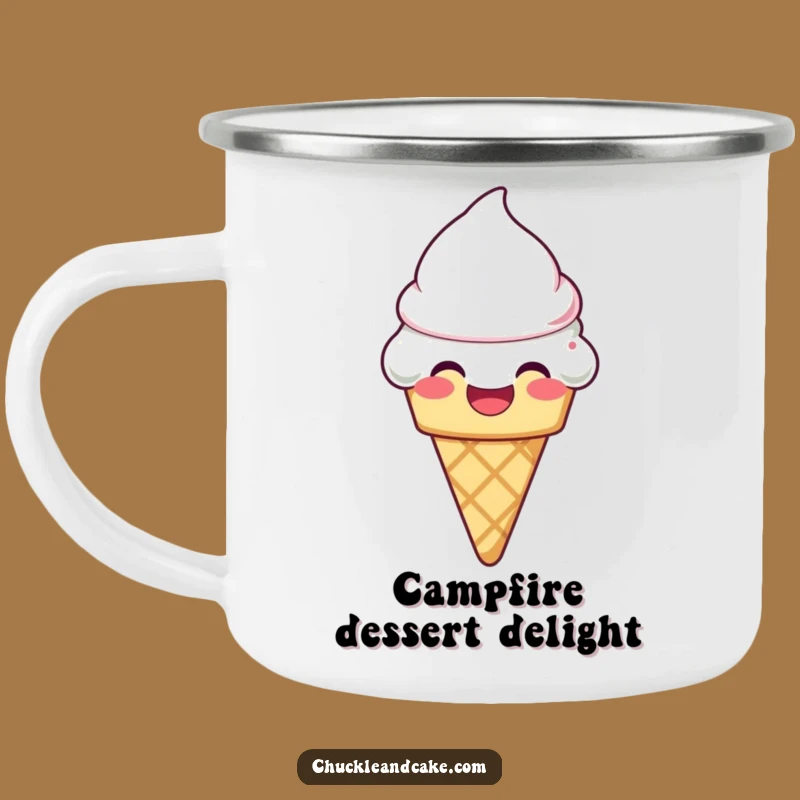 Funny Laughing Ice Cream Cone Camping Mug: Sweet Campfire Treat - Gift