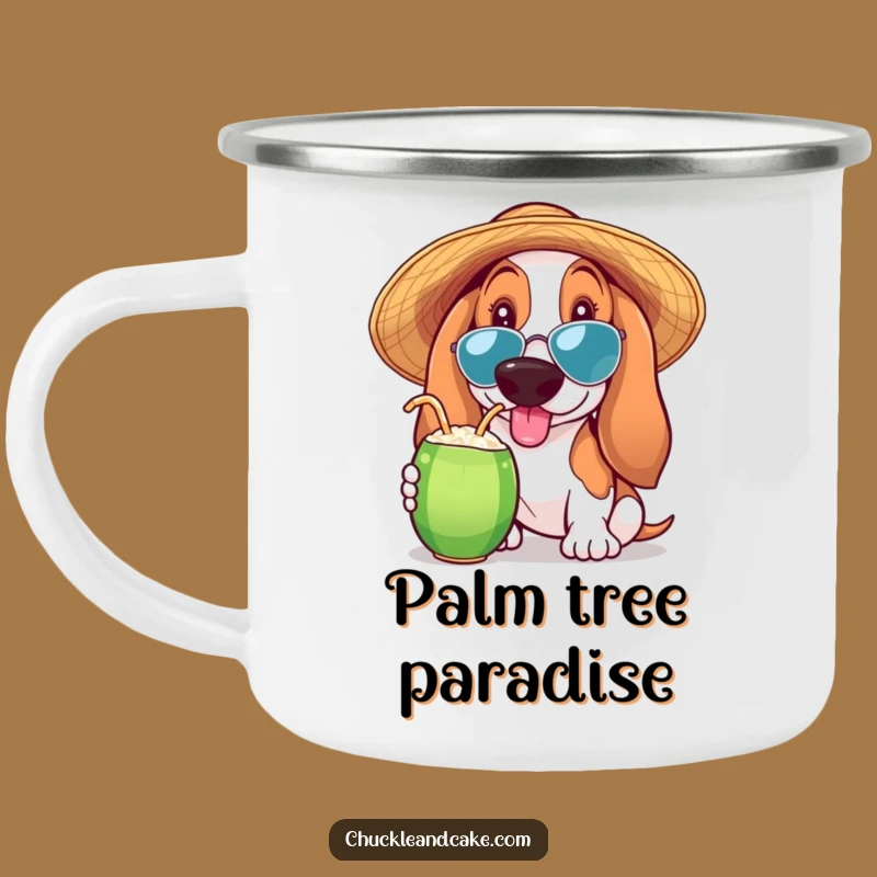 Funny Basset Hound Tropical Camping Mug: Adventure Dog Gift