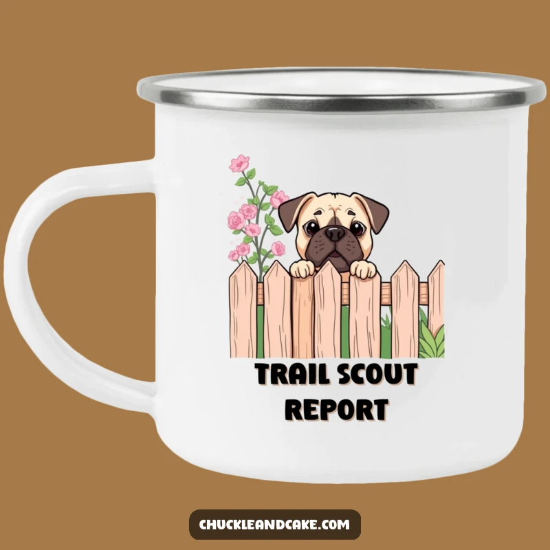 Funny Bullmastiff Peeking Camping Mug - Outdoor Curiosity Humor, Gift!