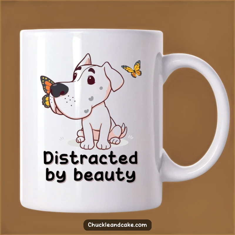 Funny Grand Dane Butterfly Curiosity Mug: Charming & Humorous Gift for Gentle Giants Lovers