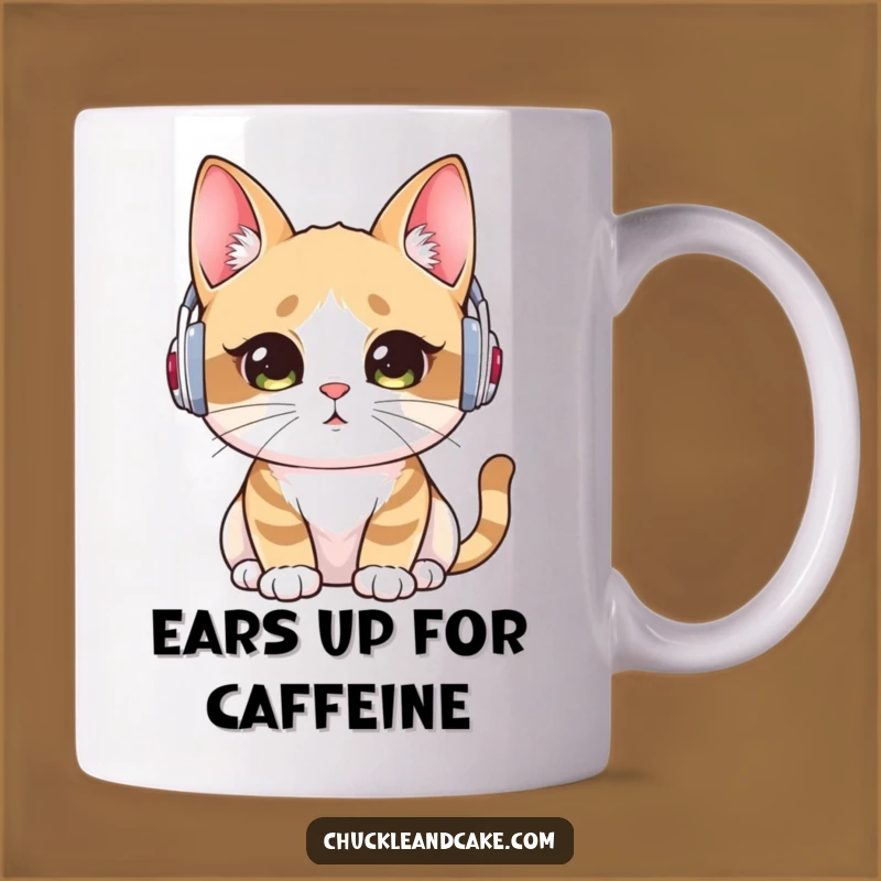 Funny Bobtail Cat Mug: Eager Listener in Ear Warmers, Perfect Gift