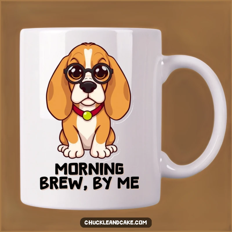 Funny Basset Hound Monocle Mug: Regal Dog Portrait - Hilarious Sophisticated Gift
