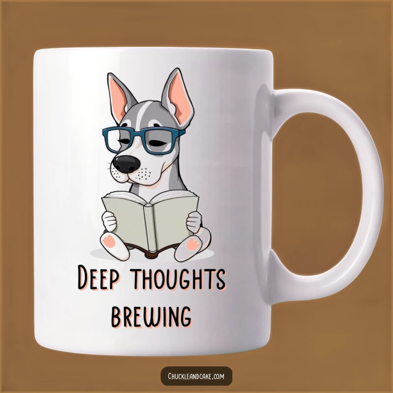 Funny Grand Dane Glasses Mug: Bookish Dane Reading, Hilarious Gift!