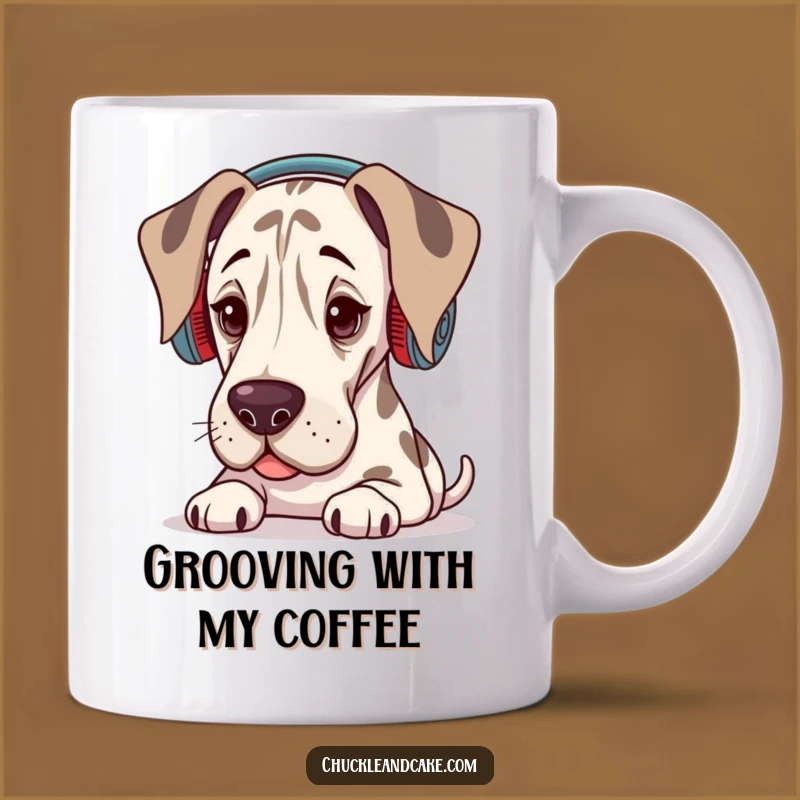 Funny Grand Dane Music Lover Mug: Chill Vibes & Humorous Gift for Dog DJs