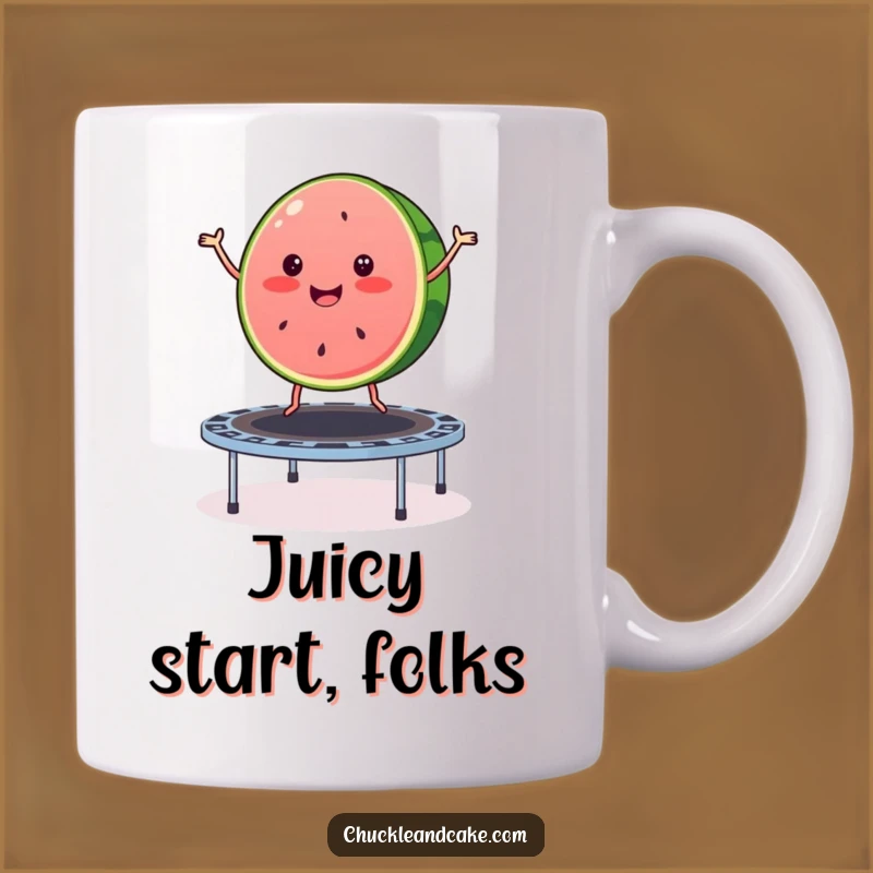 Funny Watermelon Trampoline Mug: Bouncing Fruit Gift for Summer Fun