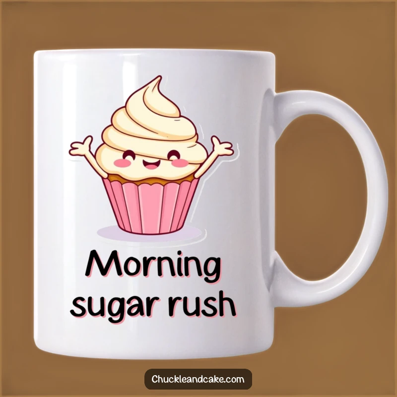 Funny Cupcake Mug: Happy Baker Spreading Sweet Joy with Outstretched Arms