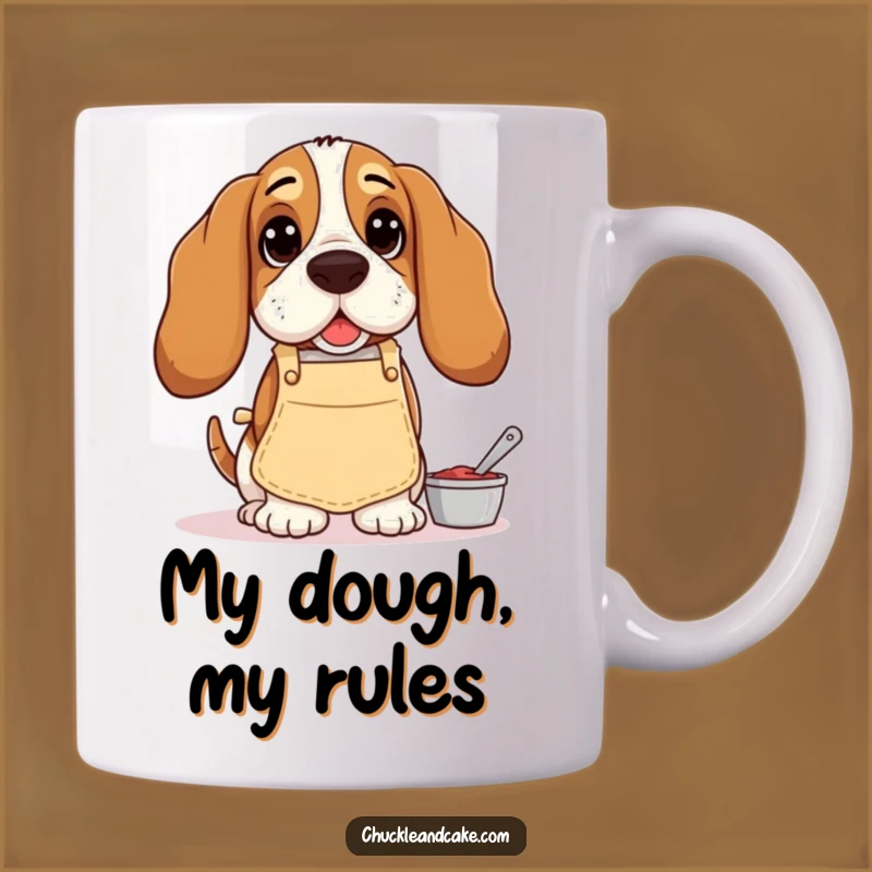 Funny Basset Hound Baker Mug: Droopy-Eared Chef Makes Hilarious Baking Gift