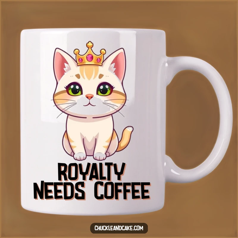 Funny Bobtail Cat Mug: Regal King/Queen in Crown, Perfect Gift