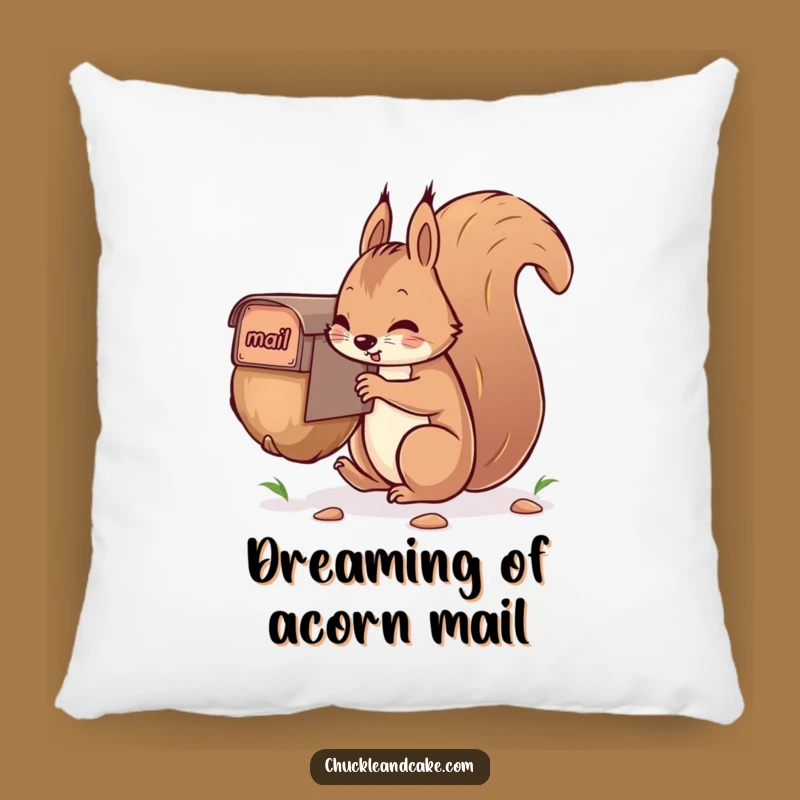 Funny Squirrel Pillow: Comfy Nut-Mailing Humor for Cozy Spaces