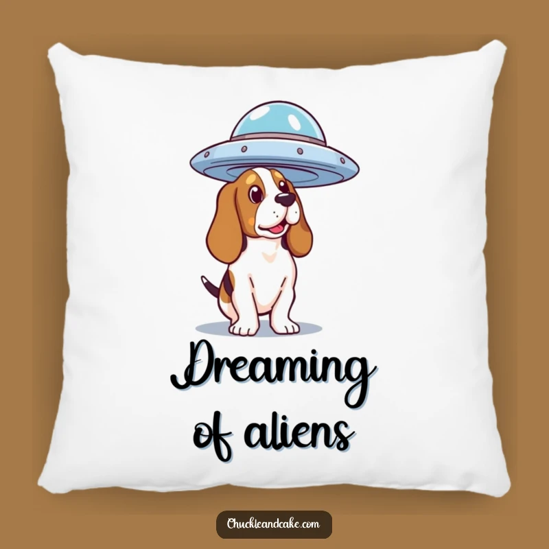 Cozy Funny Basset Hound UFO Pillow: Soft & Humorous Cushion for Sci-Fi Sleep