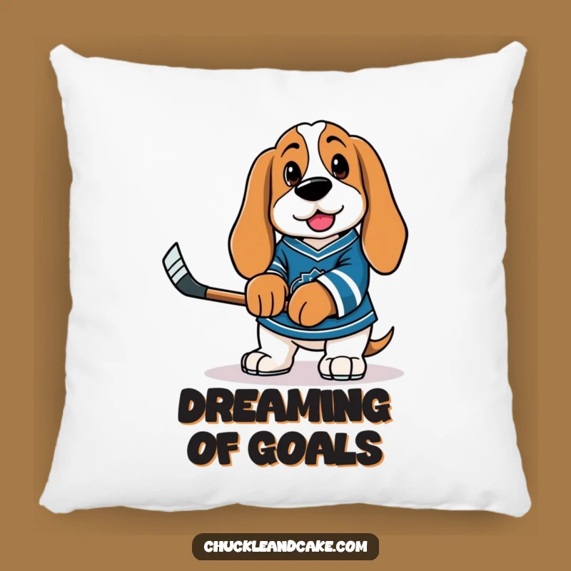 Funny Basset Hound Hockey Pillow - Cozy Cushion for Fan Decor