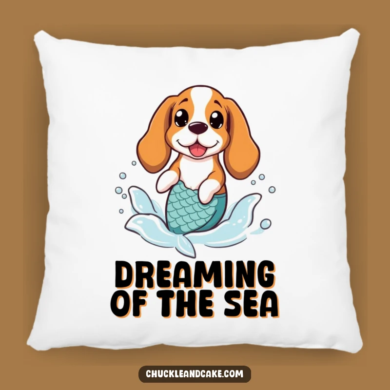Funny Basset Hound Mermaid Pillow - Whimsical Ocean Comfort Gift
