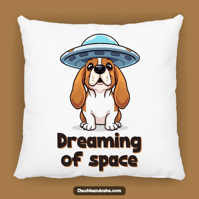 Funny Basset Hound UFO Pillow: Cozy Mystery Cushion, Perfect Funny Gift for Dreamers