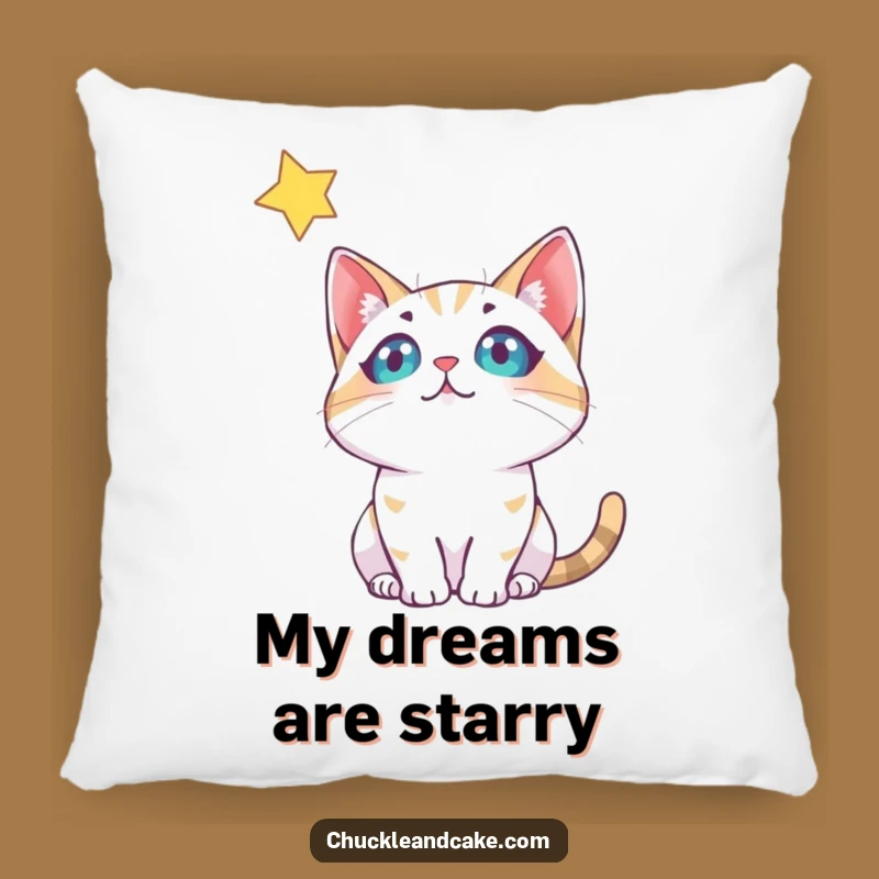 Funny Bobtail Cat Stargazing Pillow: Cozy Comfort for Dreamers