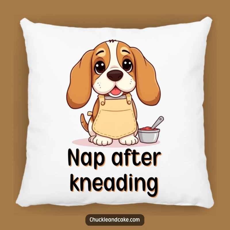 Funny Basset Hound Pillow: Droopy-Eared Baker Cushion - Comfy & Humorous Home Decor Gift