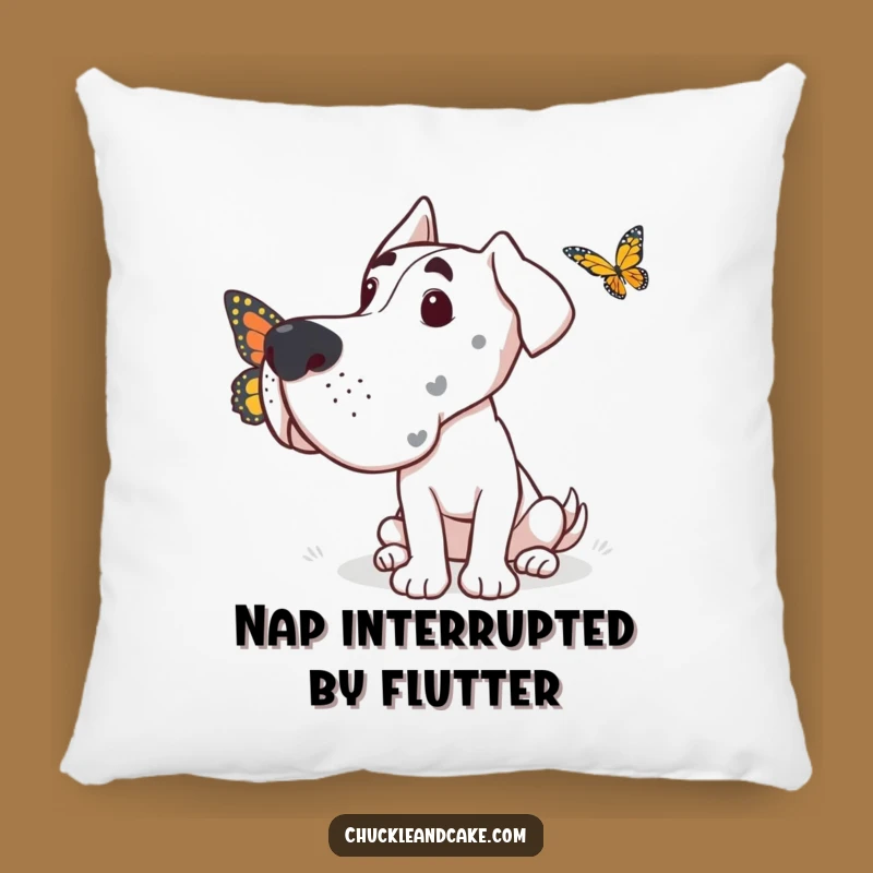 Funny Grand Dane Butterfly Curiosity Pillow: Soft Accent with Gentle Humor, Perfect Gift