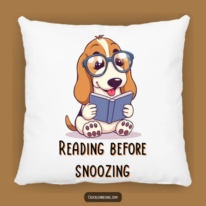 Funny Basset Hound Reader Pillow - Spectacles & Book Comfort, Cozy Funny Gift