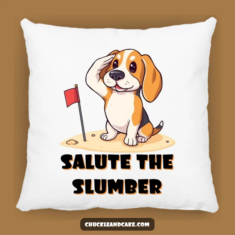 Funny Basset Hound Saluting Pillow - Patriotic Comfort Dog Accent Gift