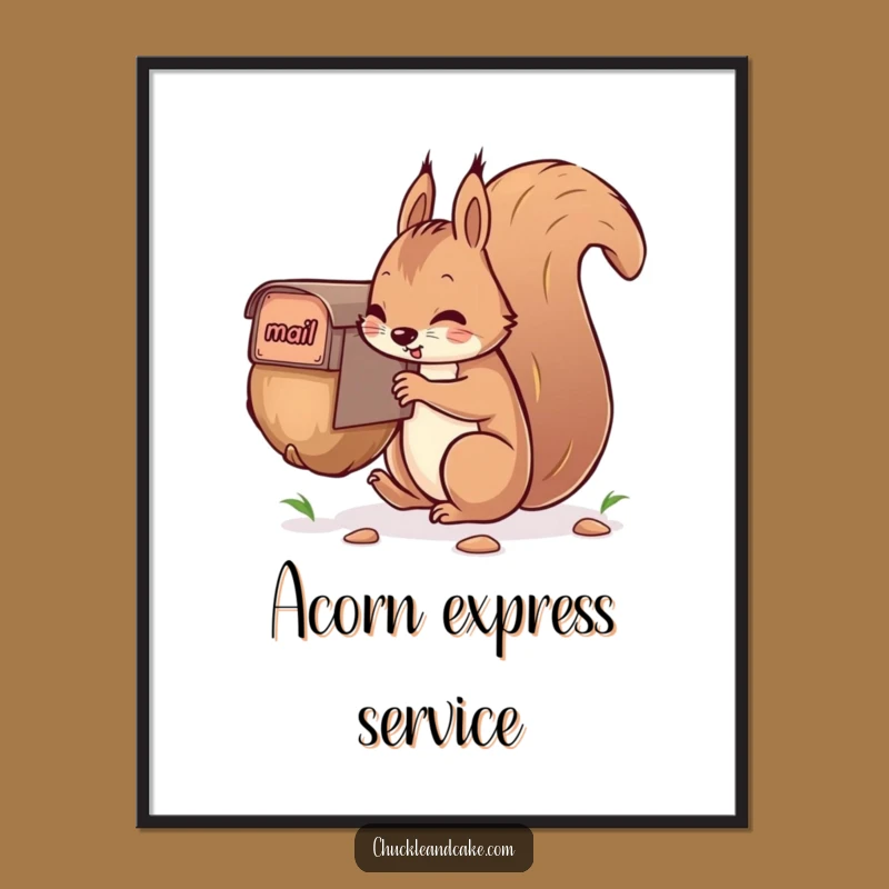 Funny Squirrel Digital Art: Hilarious Nut-Mailing Scene for Instant Decor