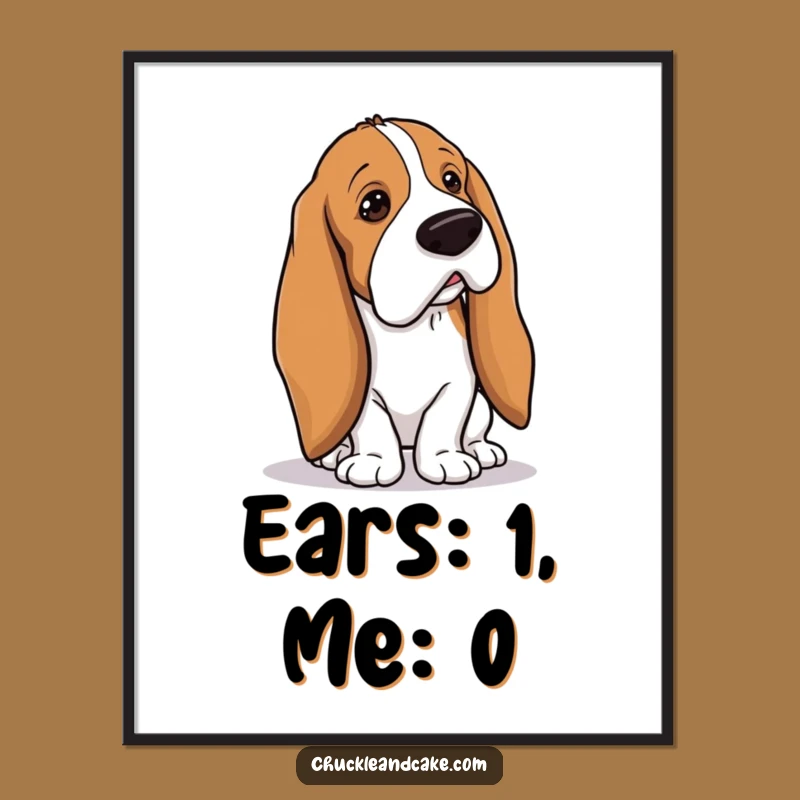 Funny Basset Hound Tripping Digital Art - Instant Clumsy Download, Charming Funny Gift