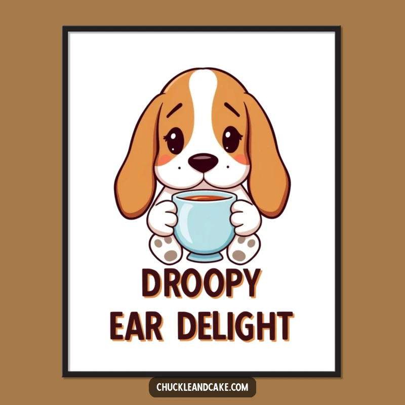 Funny Basset Hound Digital Art Print - Instant Relaxing Humor for Your Walls