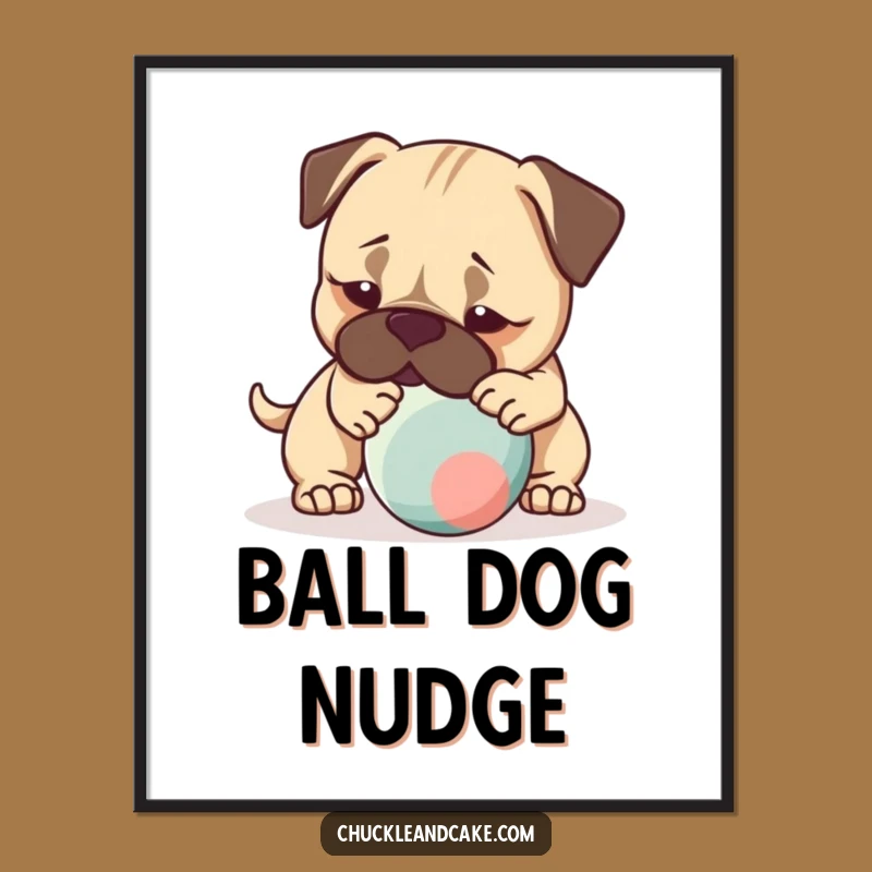 Funny Bullmastiff Playtime Digital Art - Instant Nudging Ball Download, Gift