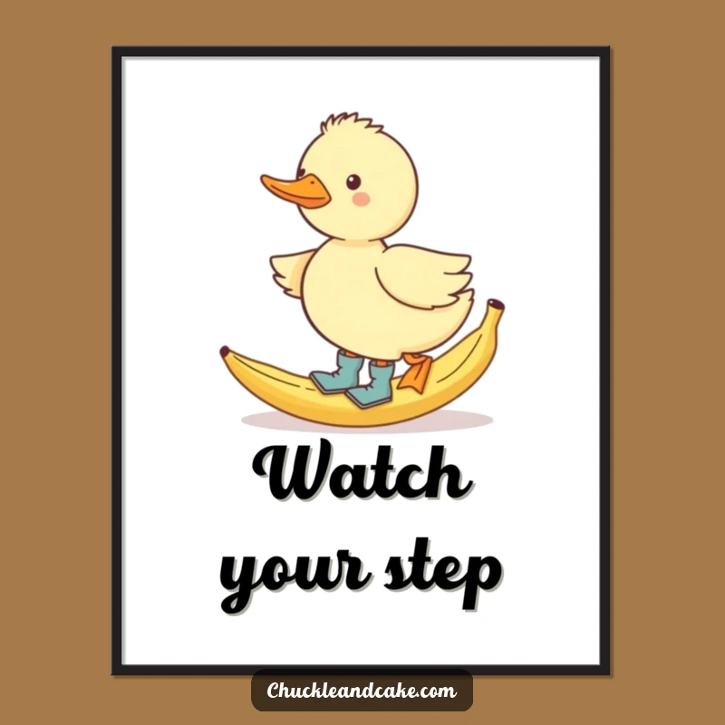 Funny Duck Slipping Digital Art: Instant Cartoon Fun!