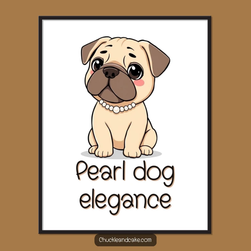 Funny Elegant Bullmastiff Digital Art - Instant Pearl Necklace Download, Gift