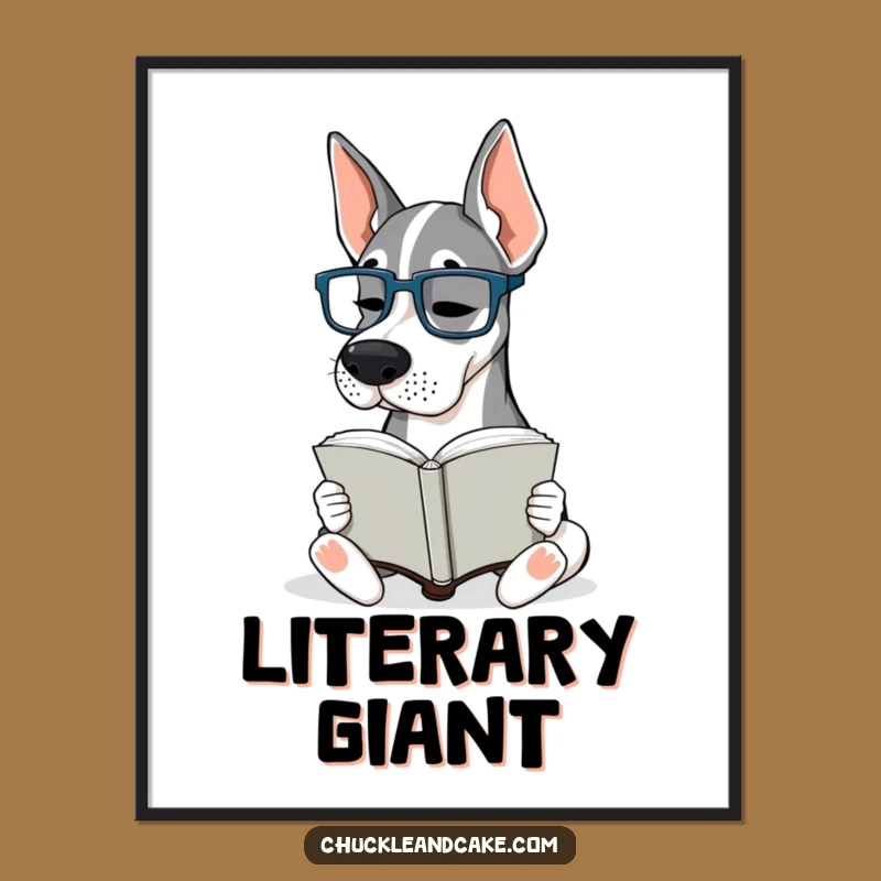 Funny Grand Dane Glasses Digital Print: Bookish Dane Art for Instant Download, Gift!