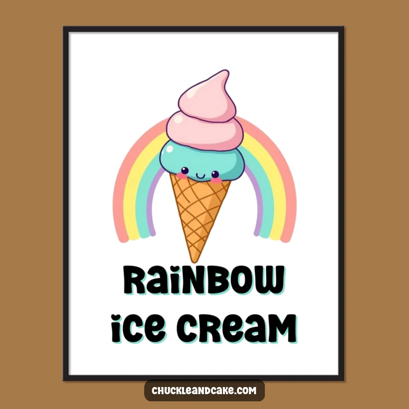 Funny Ice Cream Rainbow Digital Art: Cheerful Decor for Your Walls!