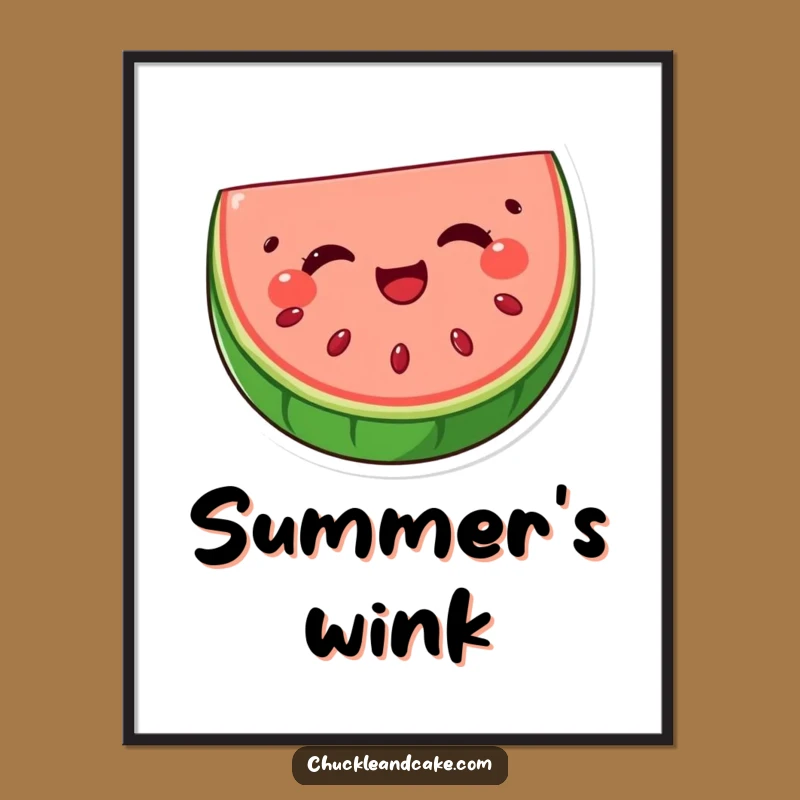 Funny Watermelon Wink Digital Art: Decorate with Delightful Fruit Humor, Unique Funny Gift