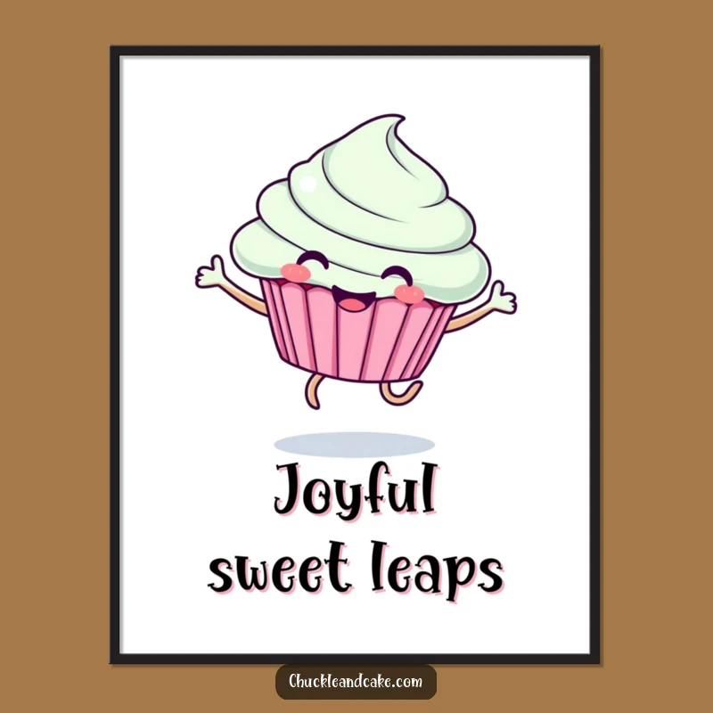 Funny Cupcake Jumping Digital Art: Instant Joyful Wall Decor