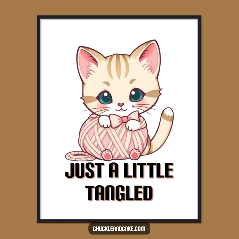 Funny Bobtail Cat Yarn Digital Art: Instant Cuteness For Your Space