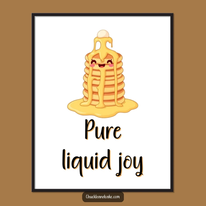 Funny Pancake Syrup Waterfall Digital Art: Delicious Breakfast Decor for Instant Joy