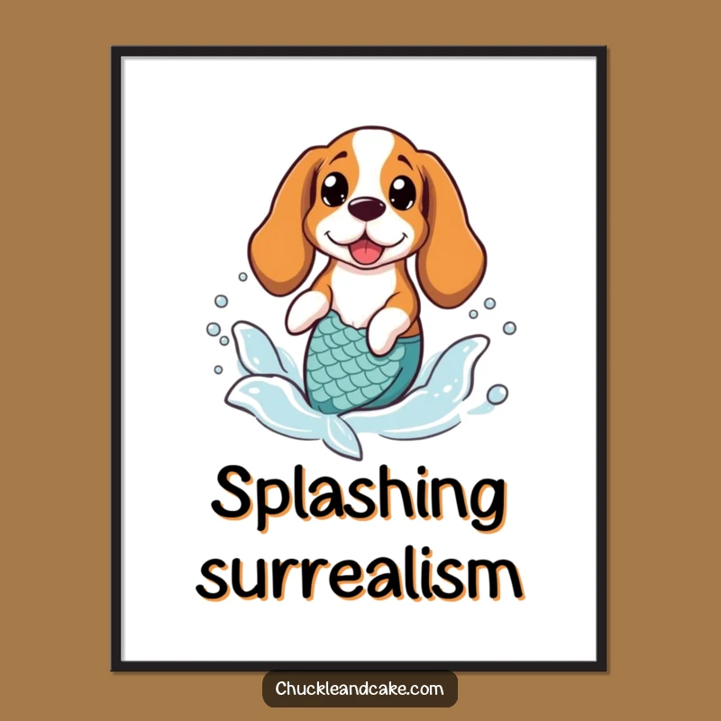 Funny Basset Hound Mermaid Digital Print - Whimsical Ocean Art Download Gift