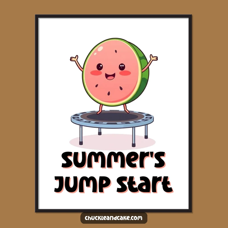 Funny Watermelon Trampoline Digital Art: Bouncy Summer Decor for Instant Joy