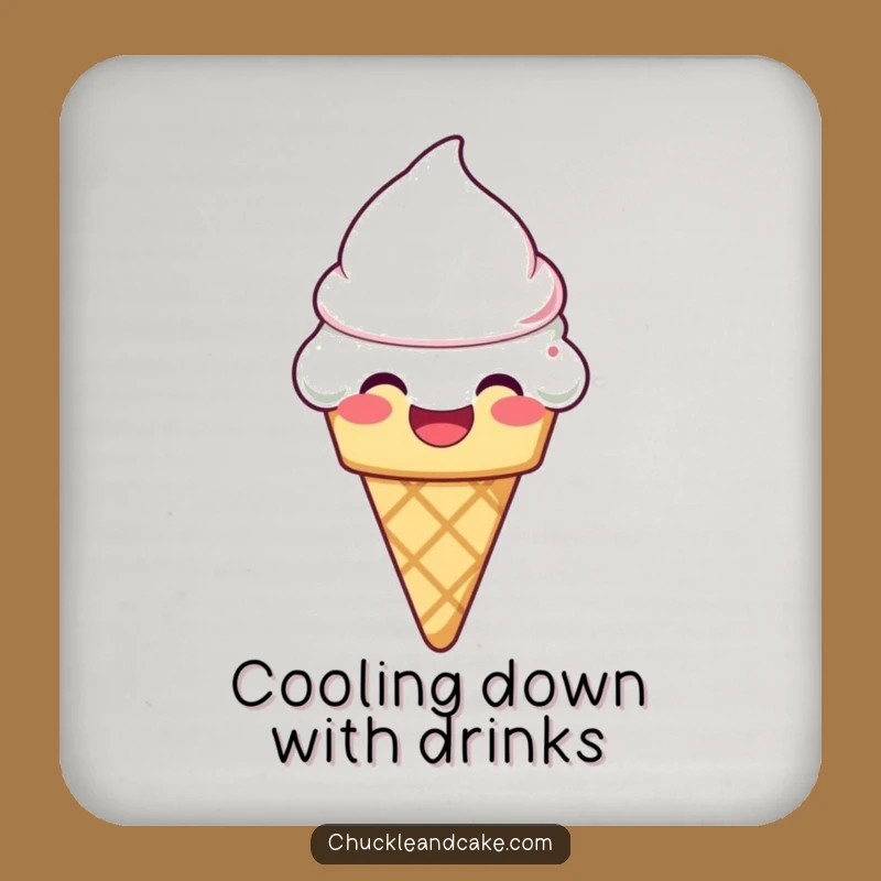 Funny Laughing Ice Cream Cone Coaster: Sweet Surface Protection - Gift
